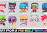 make animated pngtuber, vtuber in a pixel art anime style